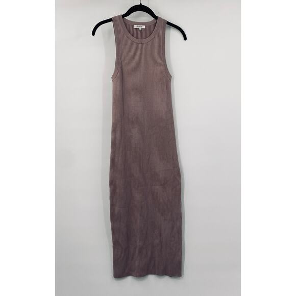 Madewell Midi Sweater Dress Sleeveless Ribbed Knit Fitted Pale Thistle Small - Picture 3 of 9